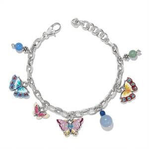 NEW BRIGHTON kyoto in bloom butterfly charm bracelet in silver with multicolor c